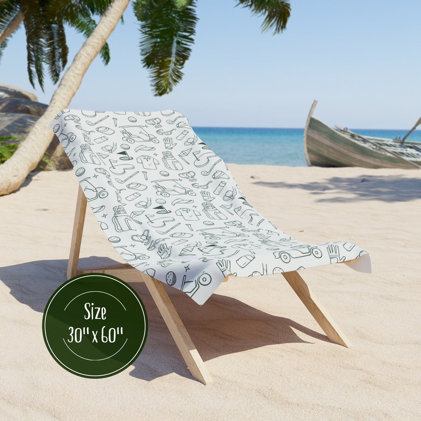 Hand Drawn Golf Beach Towel