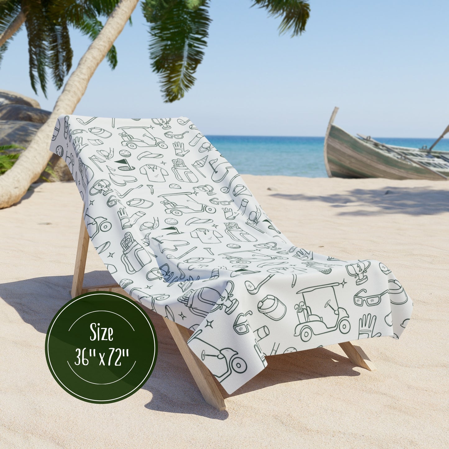 Hand Drawn Golf Beach Towel