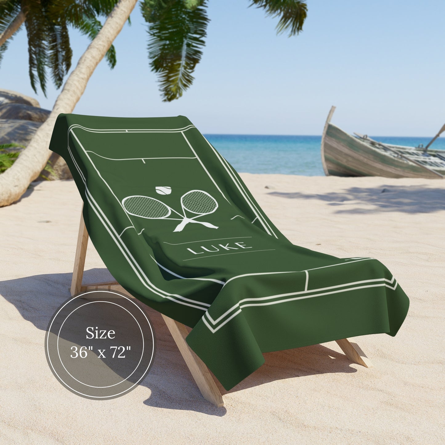 Personalized Tennis Court Beach Towel