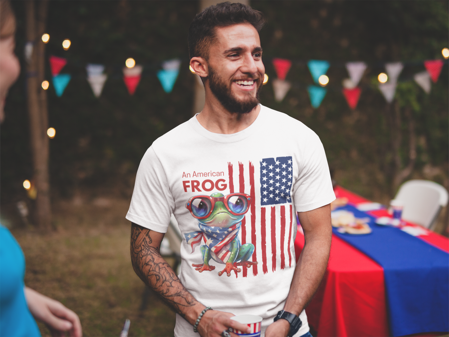 Men’s Patriotic Shirt Funny Fourth of July Shirt Frog Shirt for Independence Day Witty American Flag Shirt July 4th Gift for Him