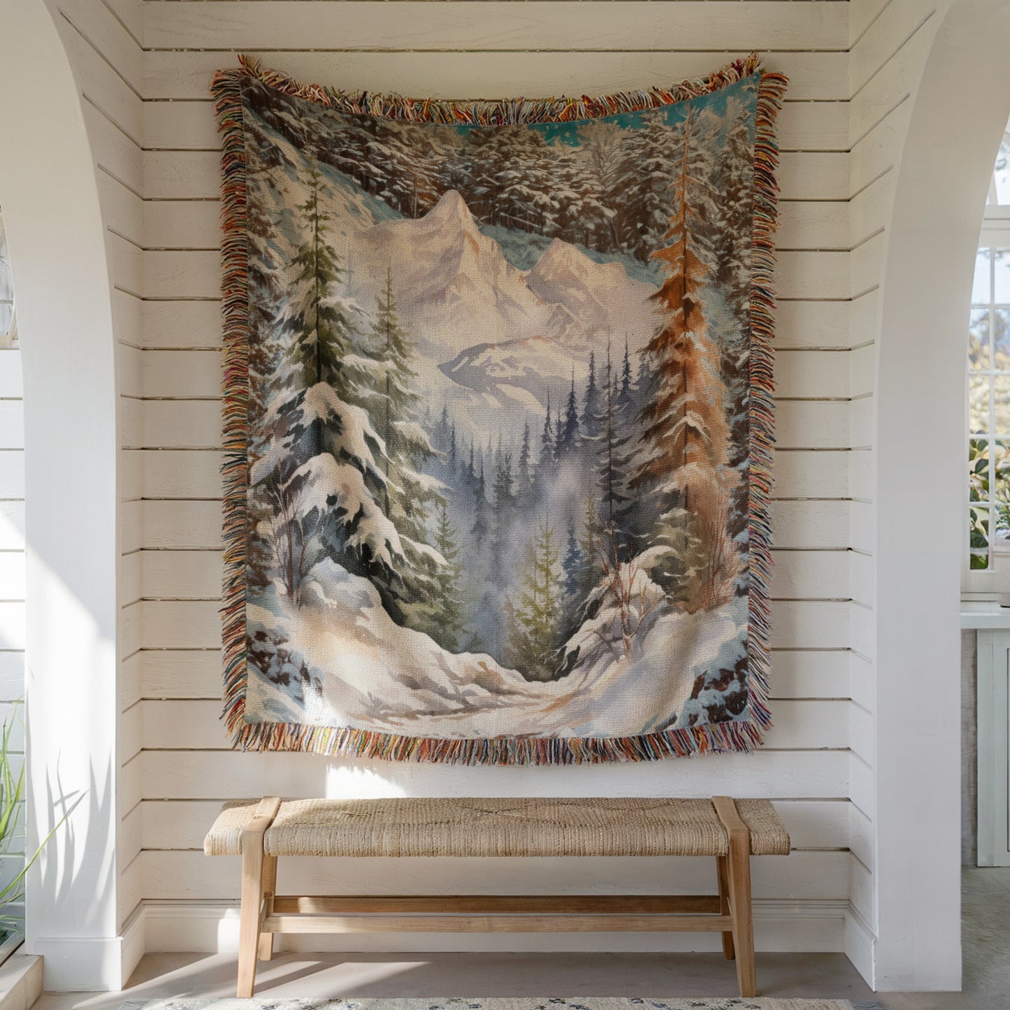 Mountain Tapestry Woven Throw Blanket