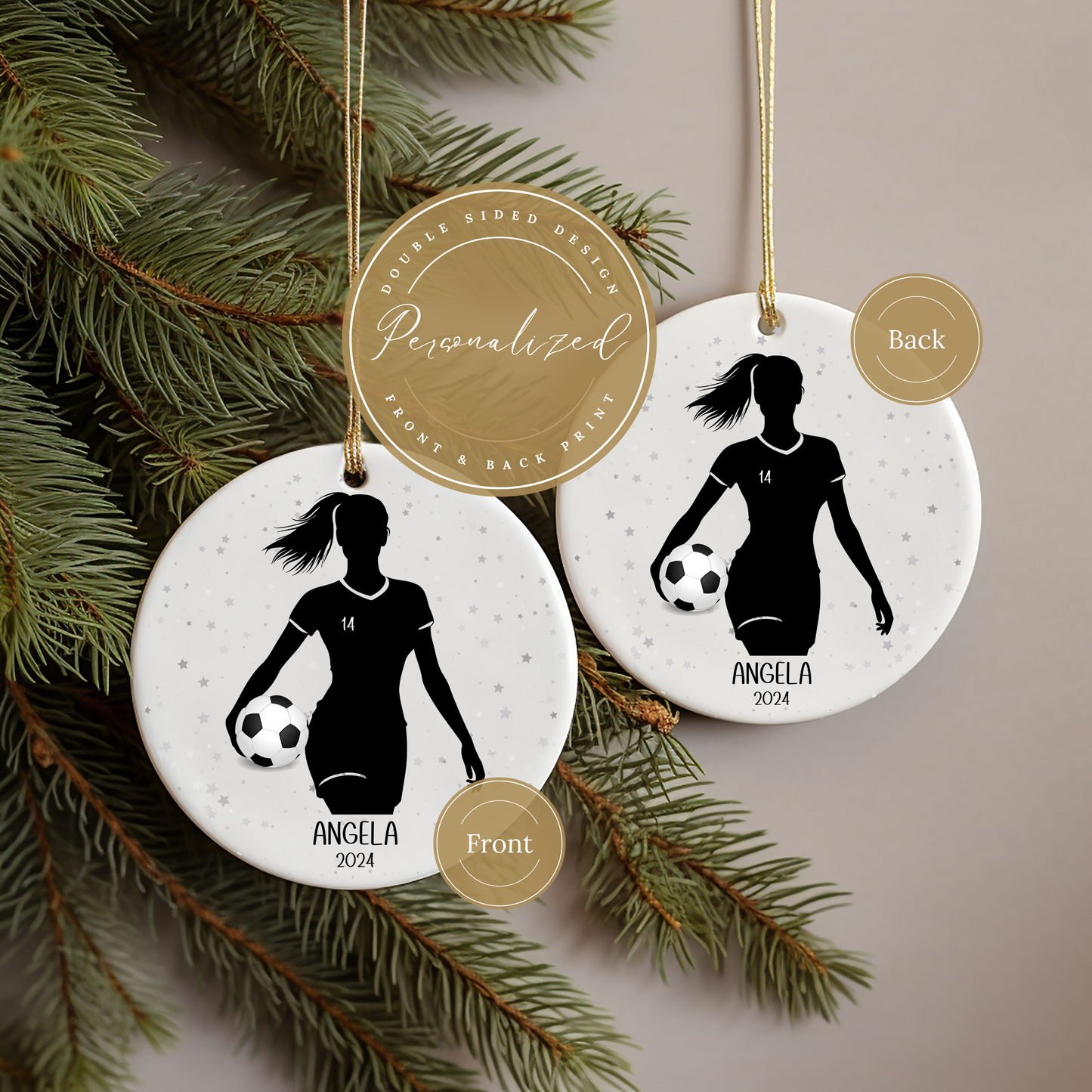 Personalized Soccer Ornament Customized Soccer Christmas Ornament