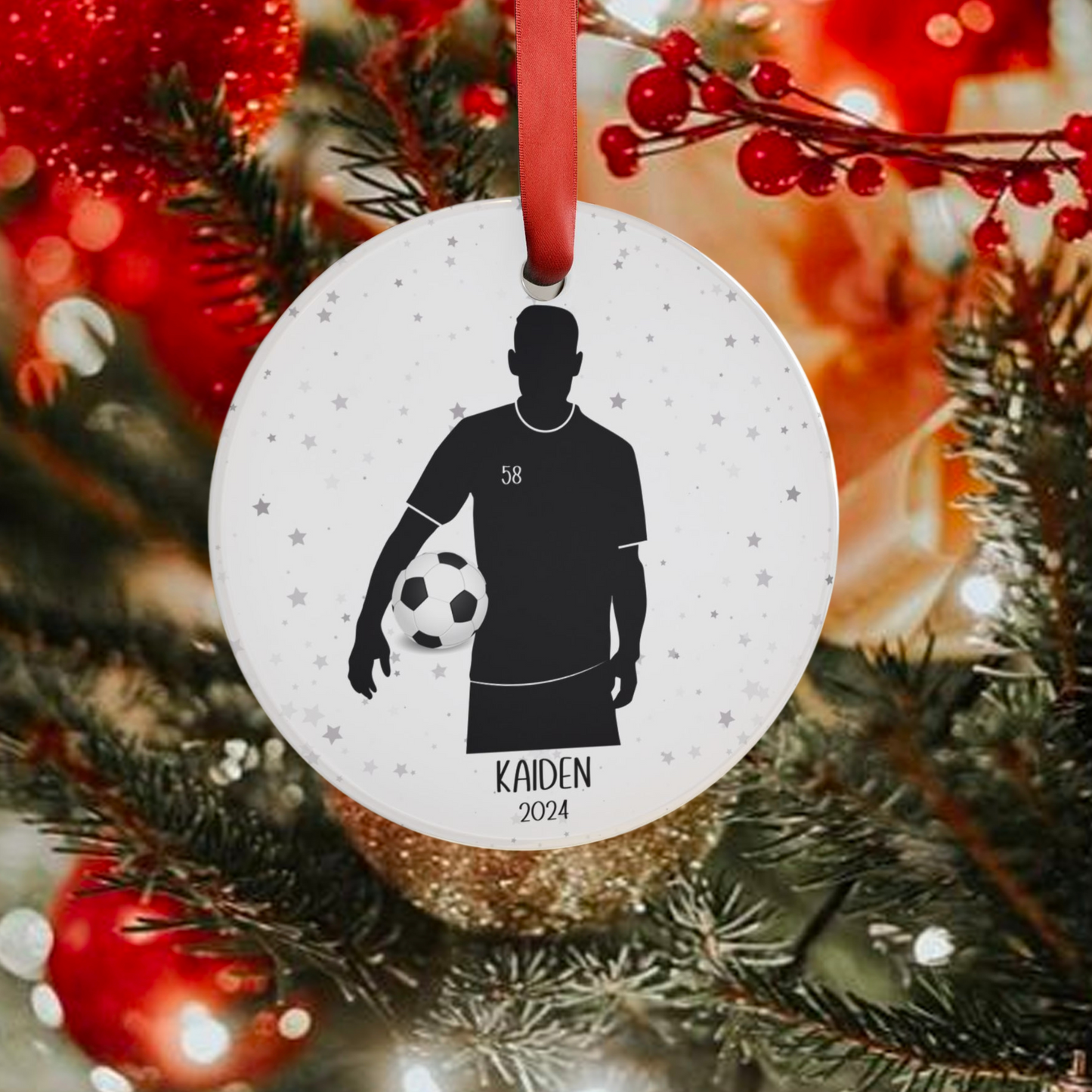 Personalized Soccer Ornament Customized Soccer Christmas Ornament