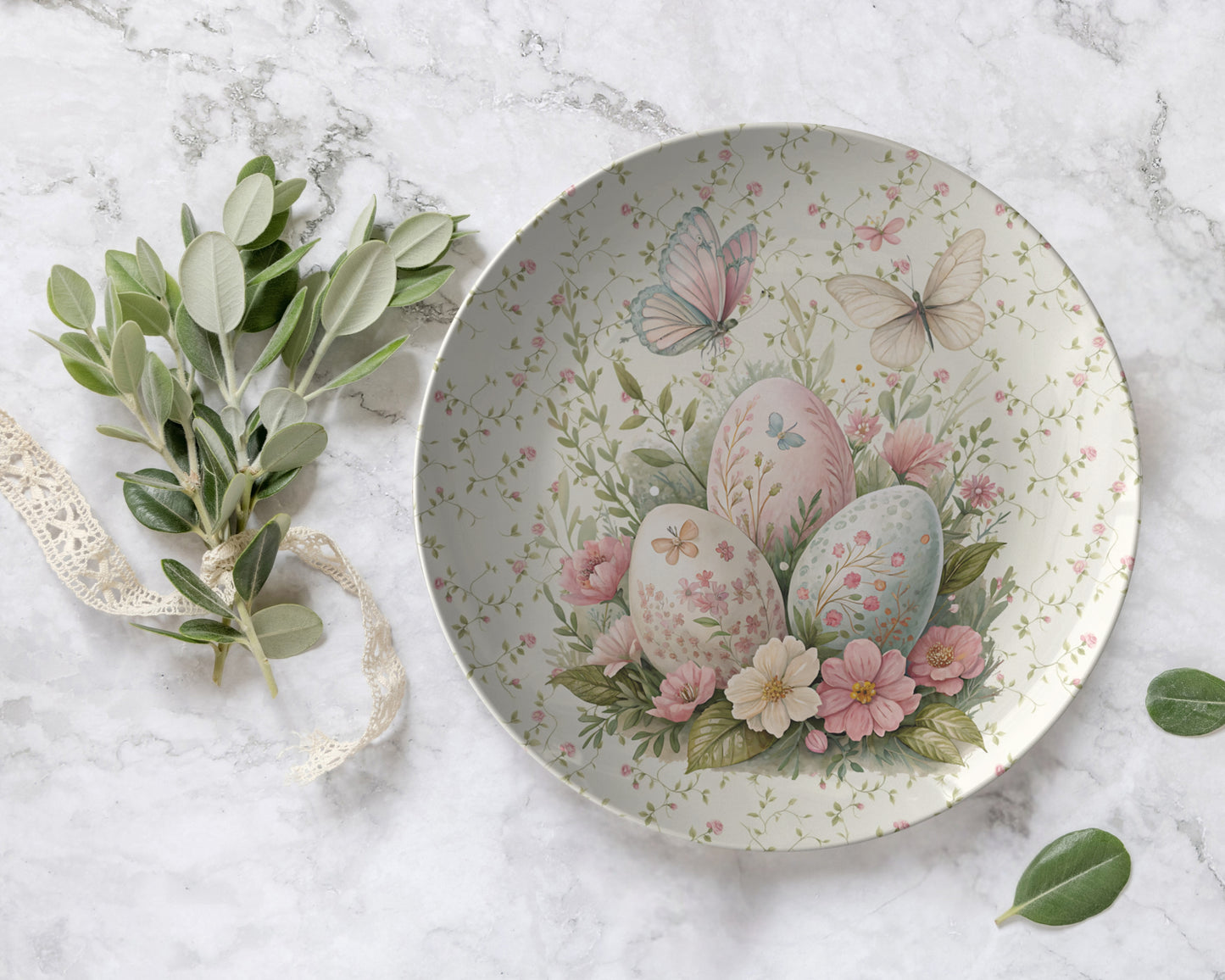 Elegant Floral Egg Plates