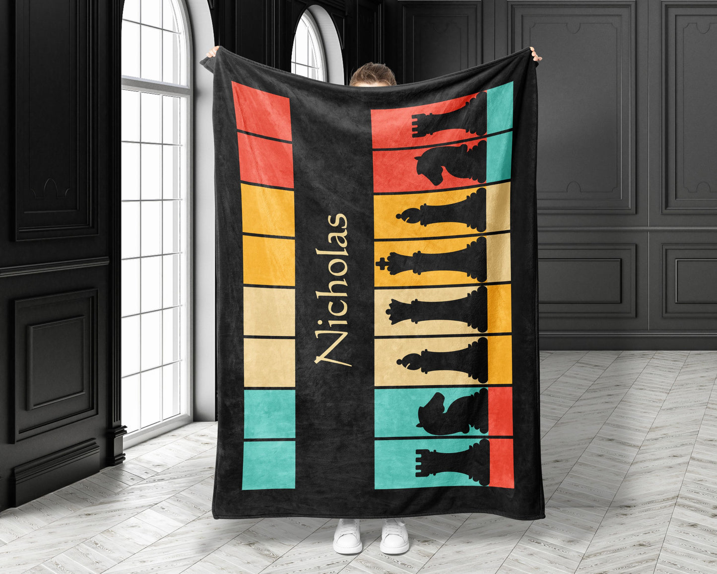 Personalized Retro Chess Blanket