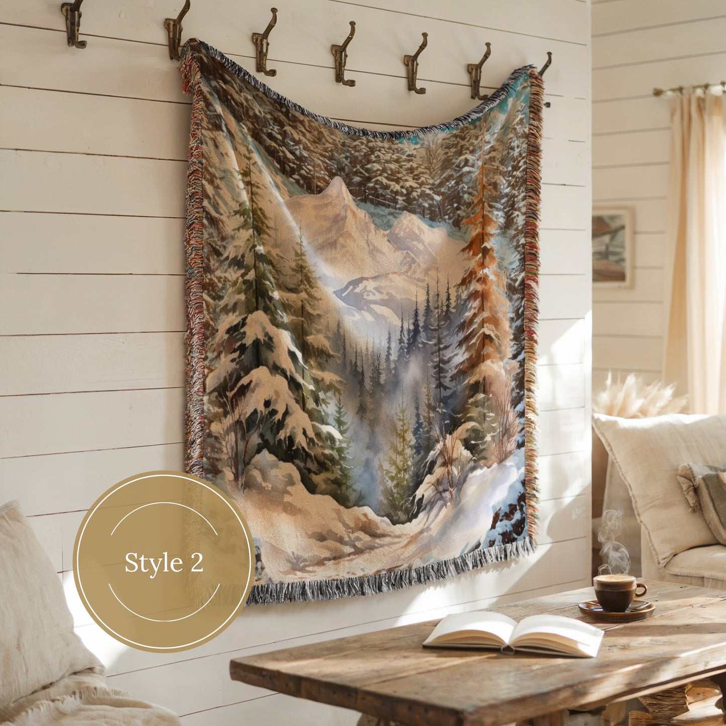 Mountain Tapestry Woven Throw Blanket