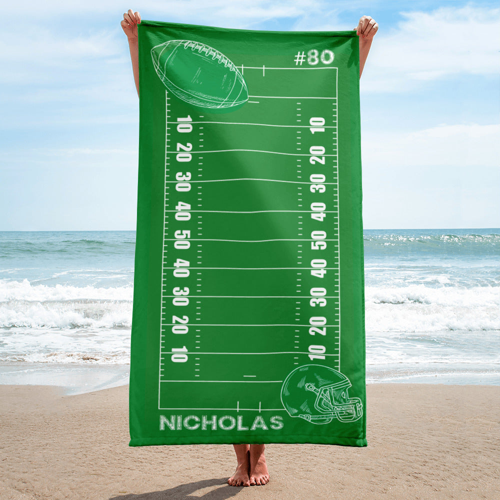 Custom Football Beach Towel Football Player Gift