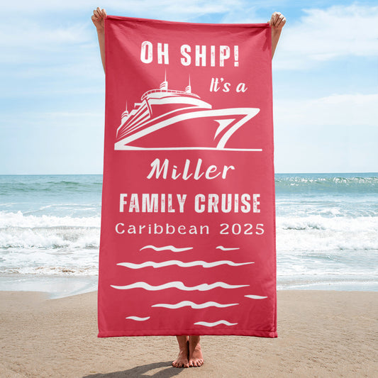 Cruise Beach Towel Custom Family Vacation Gift