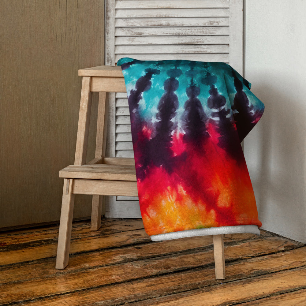 Personalized Retro Tie Dye Summer Beach Towel