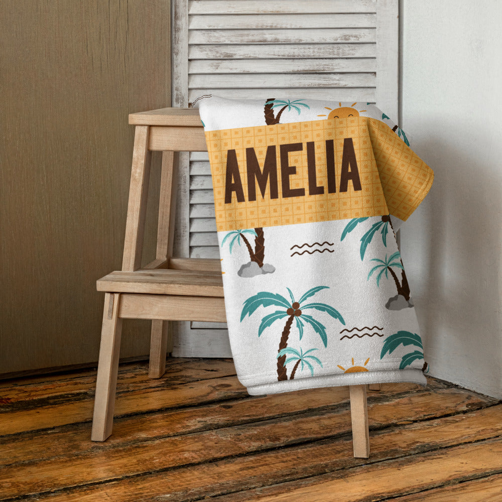 Personalized Palm Tree Preppy Towel Custom Gift