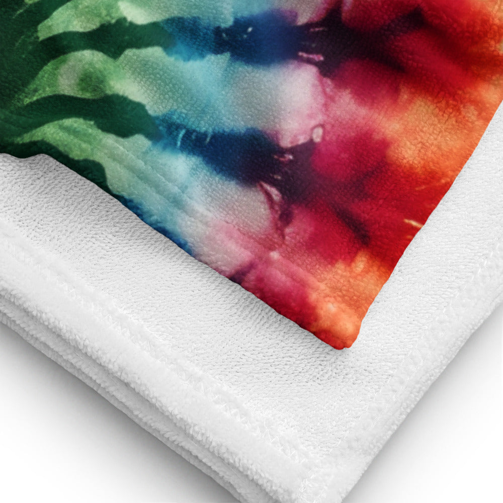 Personalized Retro Tie Dye Summer Beach Towel