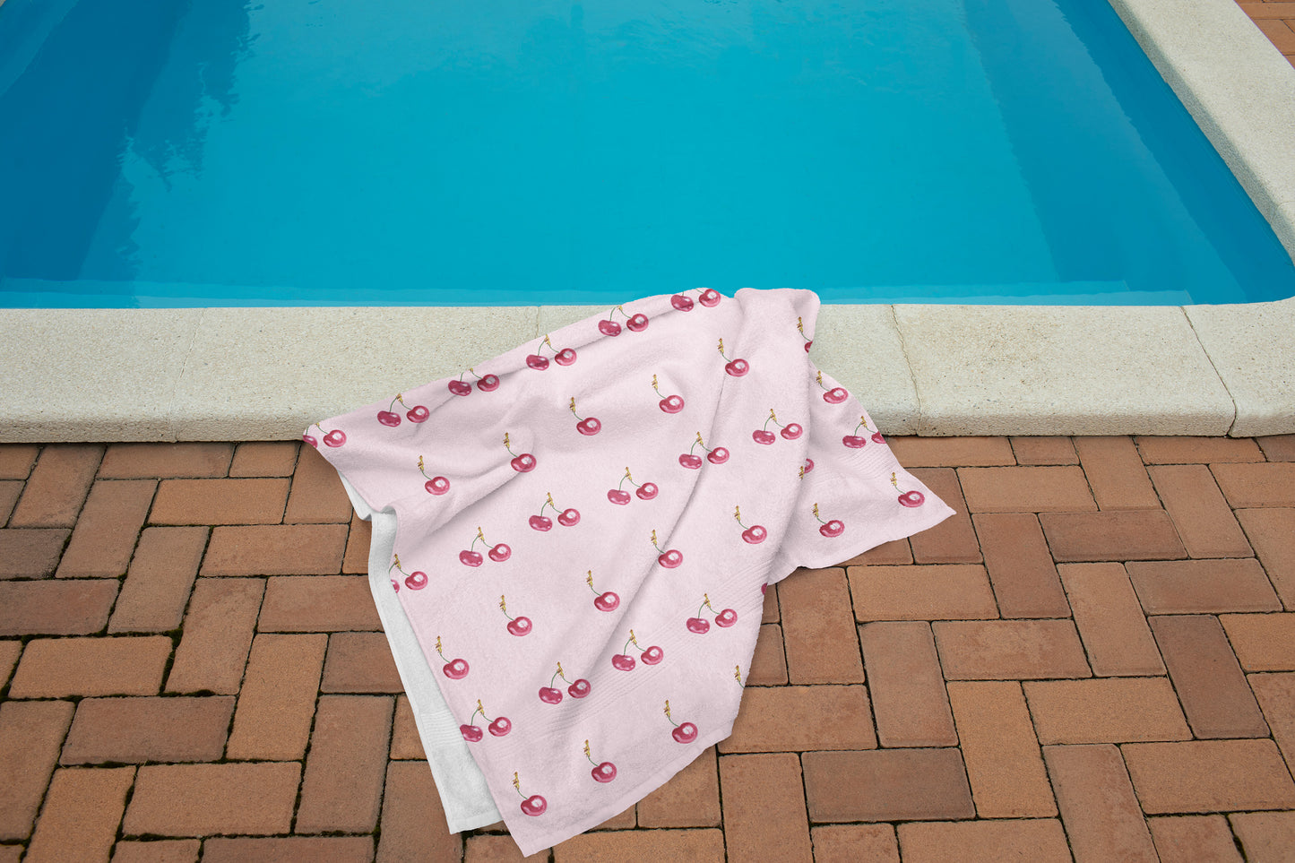 Personalized Pink Cherry Beach Towel