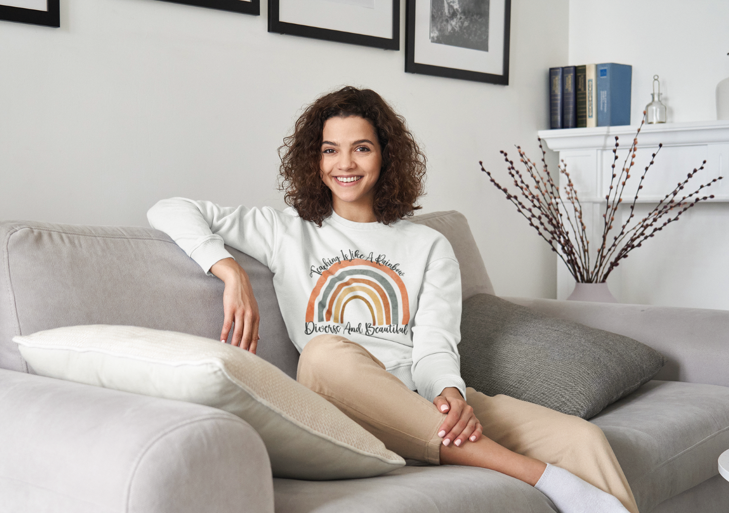 Boho Rainbow Sweatshirt Back to School Teacher Sweatshirt Gift for New Teacher Inspiring Educator Shirt Teacher Appreciation Gift For Her