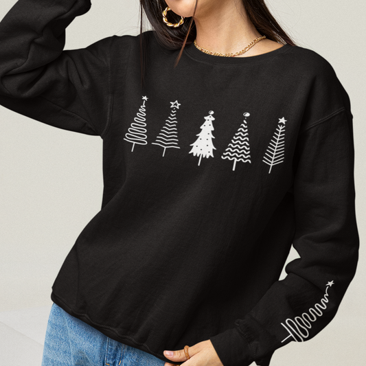 Minimalistic Christmas Tree Sweatshirt, Simple Christmas Sweatshirt For Women Minimalist Trendy Christmas Sweatshirt For Christmas Eve