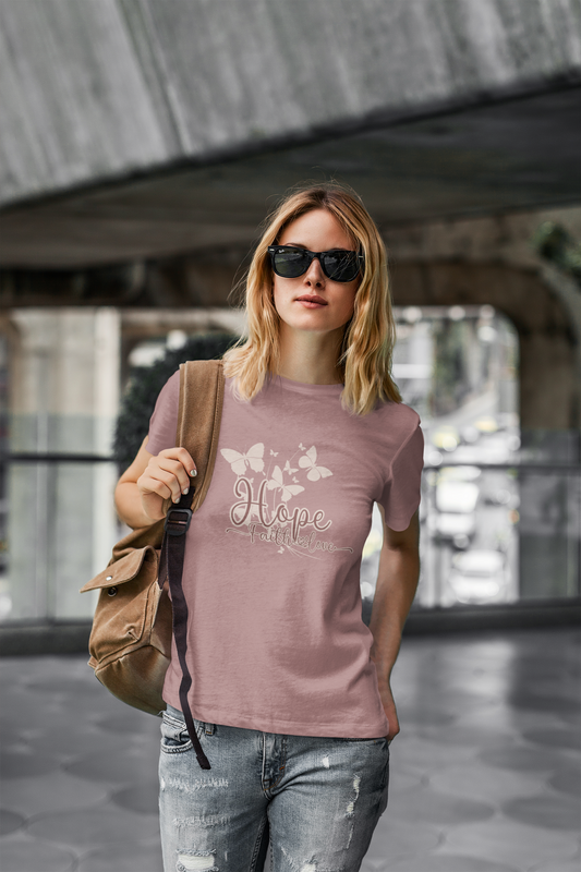 Boho Butterfly Hope Faith Love T-Shirt, Unisex Jersey Short Sleeve Tee