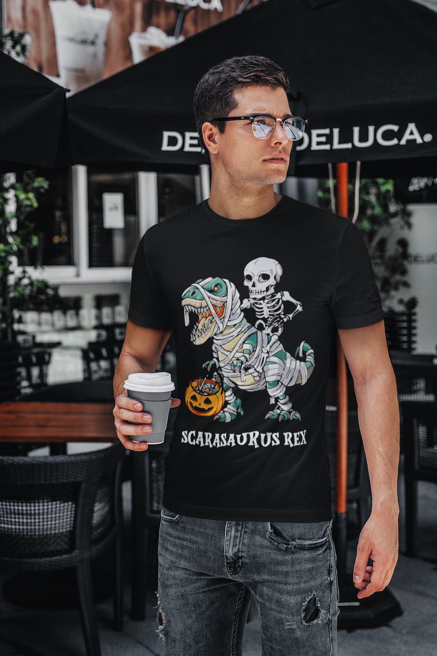 Unisex Halloween Dinosaur T Shirt Halloween Skeleton Shirt