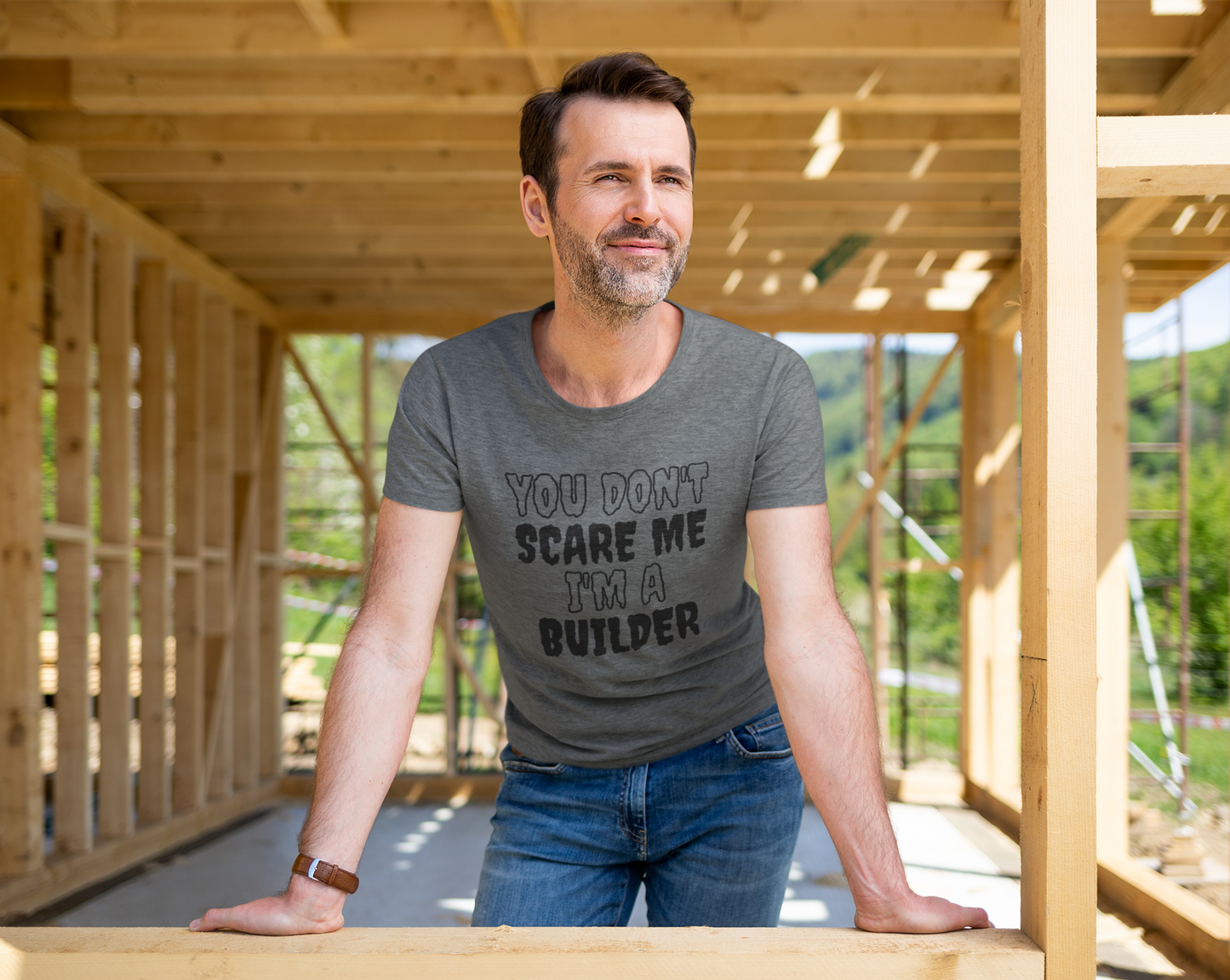 You Don't Scare Me Funny Construction T Shirt Builder Shirt Halloween Unisex Short Sleeve Tee Shirt