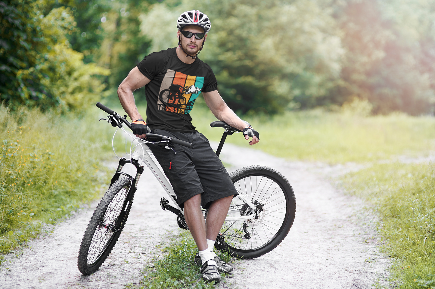 Mountain Bike Shirt Cyclist Gift For Him Witty Retro Mountain Bike Gift for Son Cycling T Shirt Trail Riding Tee Gifts For Athletic Men