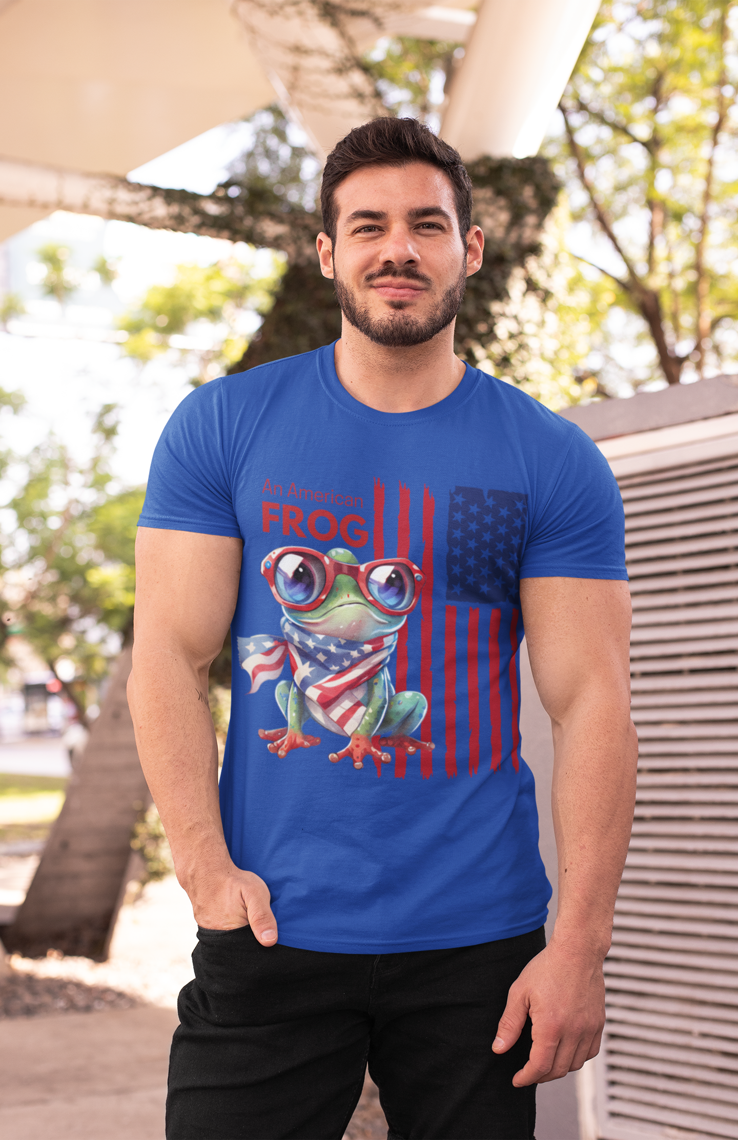 Men’s Patriotic Shirt Funny Fourth of July Shirt Frog Shirt for Independence Day Witty American Flag Shirt July 4th Gift for Him