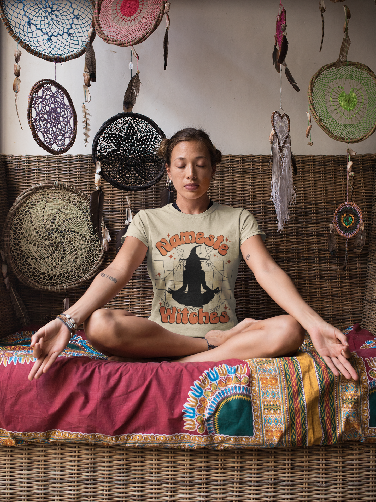 Namaste Witches Funny Halloween Shirt For Women