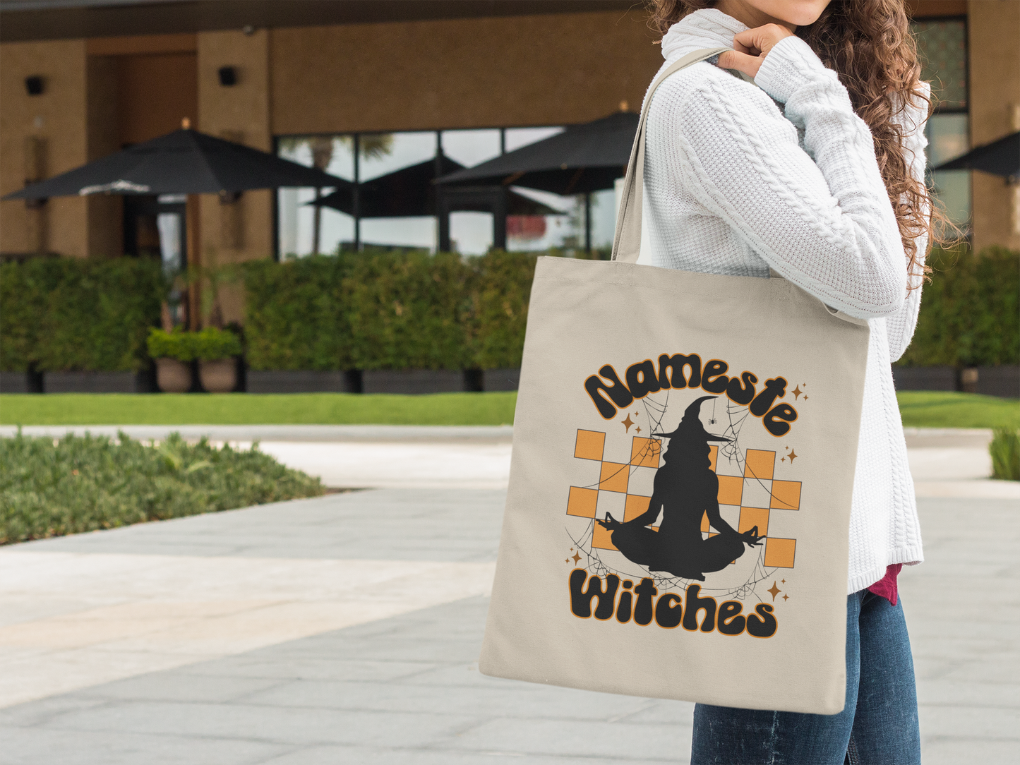 Halloween Witch Tote Bag Funny Yoga Tote Bag