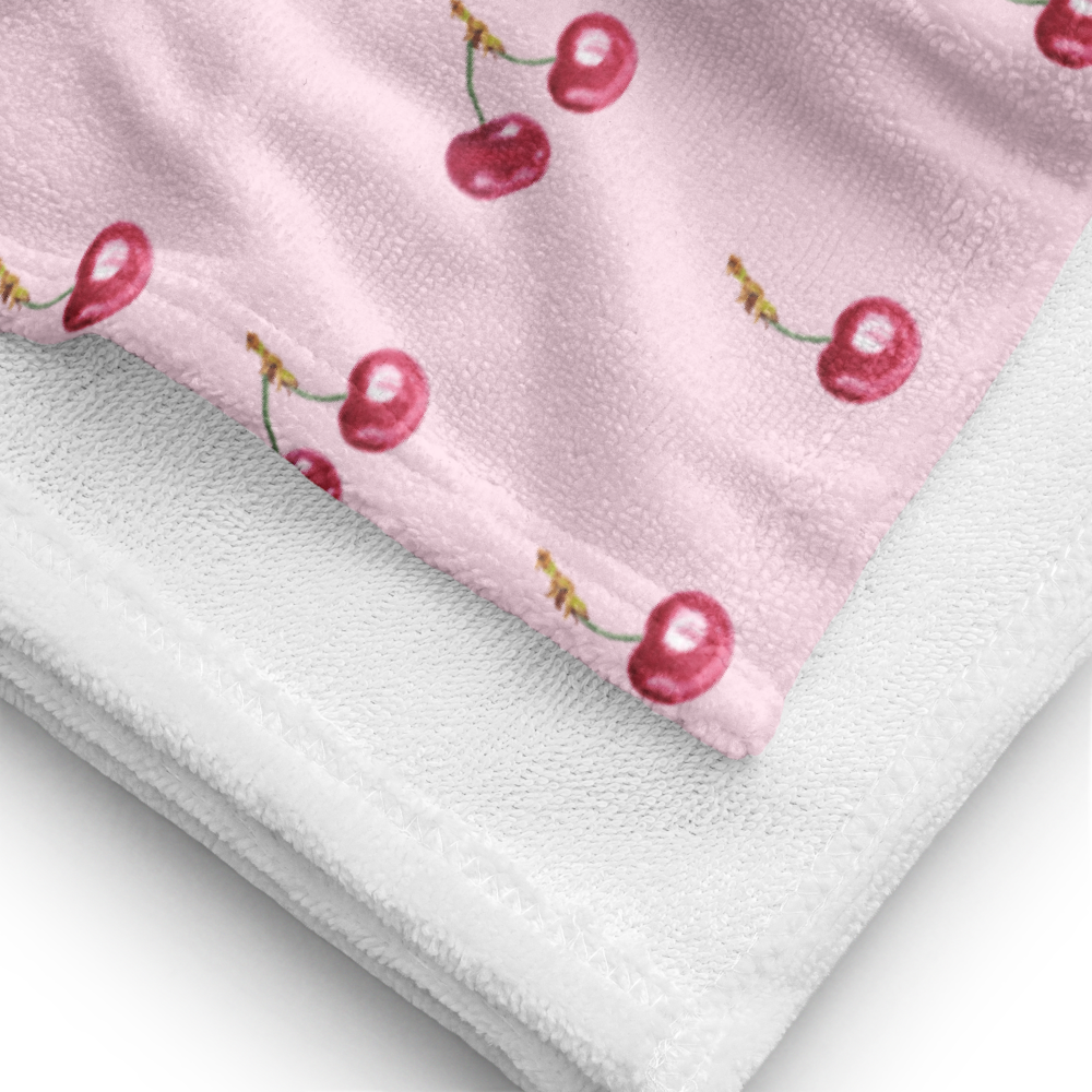 Personalized Pink Cherry Beach Towel