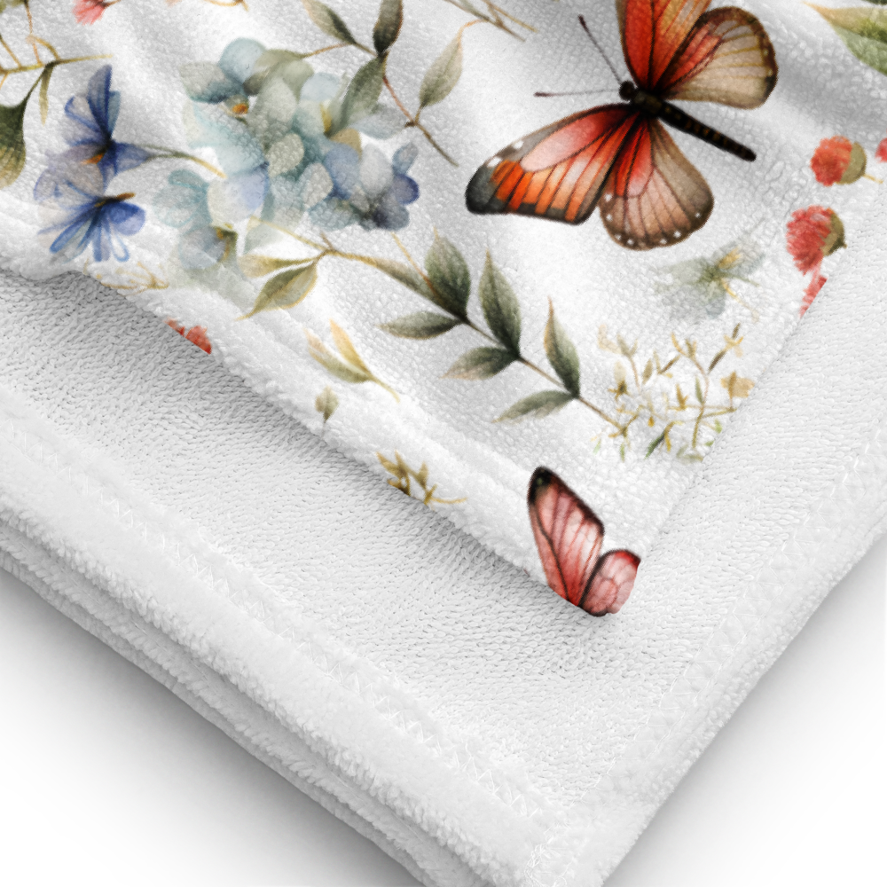 Personalized Floral Butterfly Beach Towel