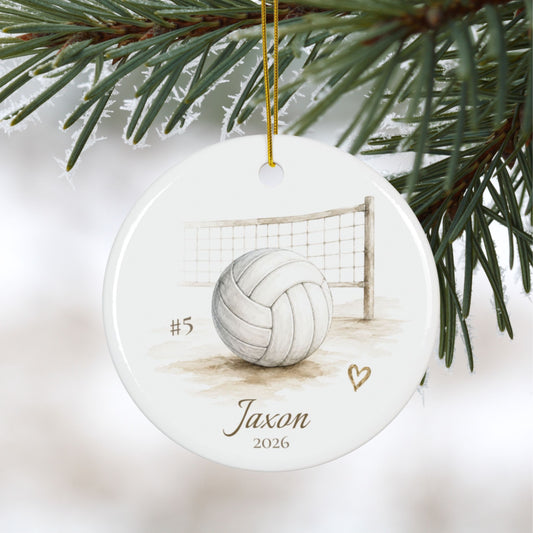 Personalized Ceramic Volleyball Ornament