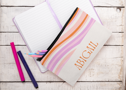 Personalized Pastel Stripe Pencil Case Back to School Gift