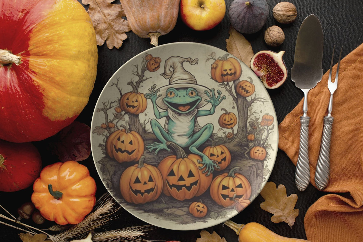 Cottagecore Frog Halloween Decor Rustic Halloween Decor Halloween Party Plates Cottagecore Kitchen Decor Cottagecore Fall Decor Rustic Plate