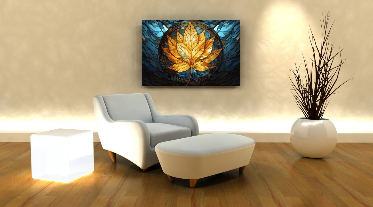Gilded Serenity in Blue Modern Landscape Wall Art Acrylic Art Print