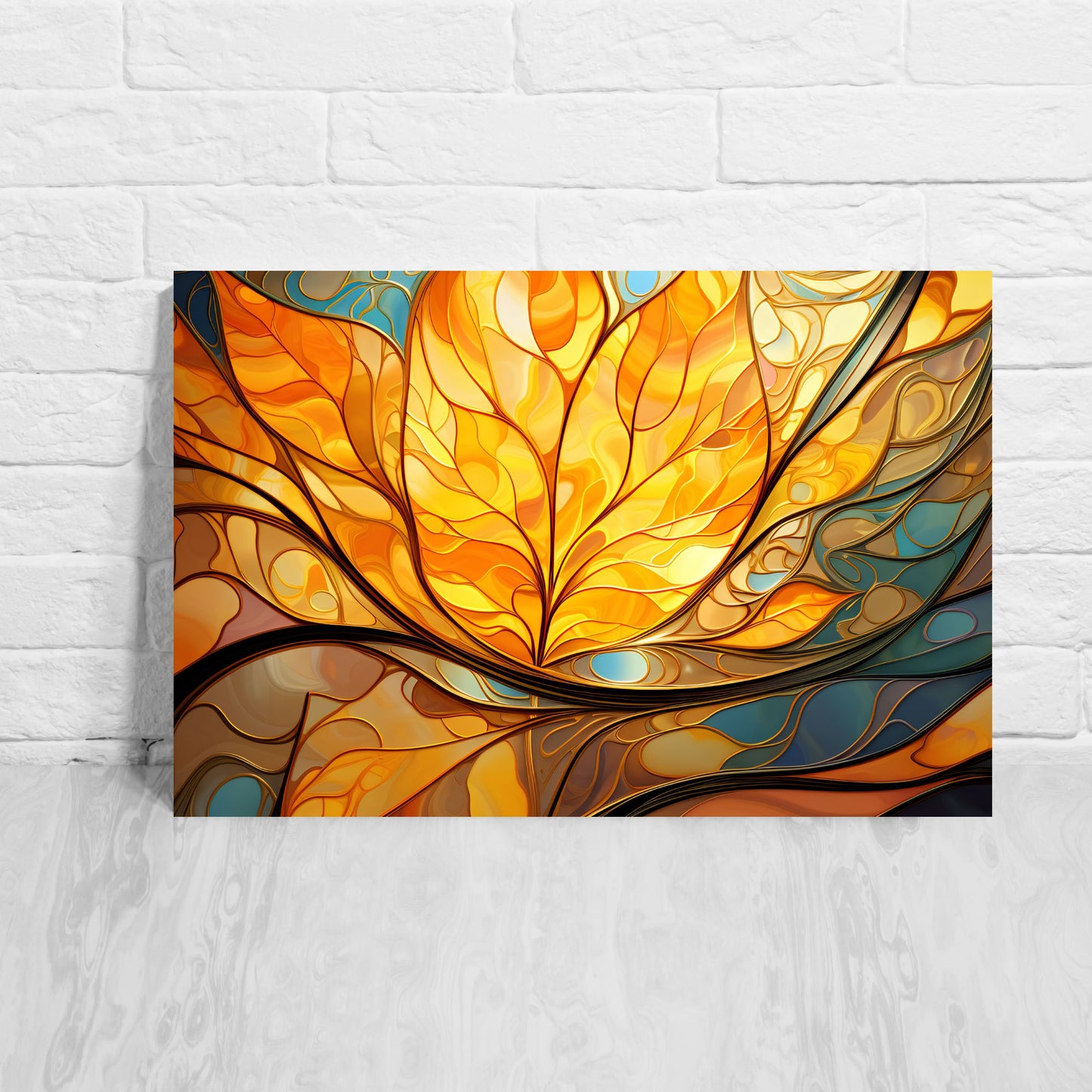 Fall Symphony Abstract Blue and Orange Wall Art Modern Landscape Wall Art Acrylic Art Print