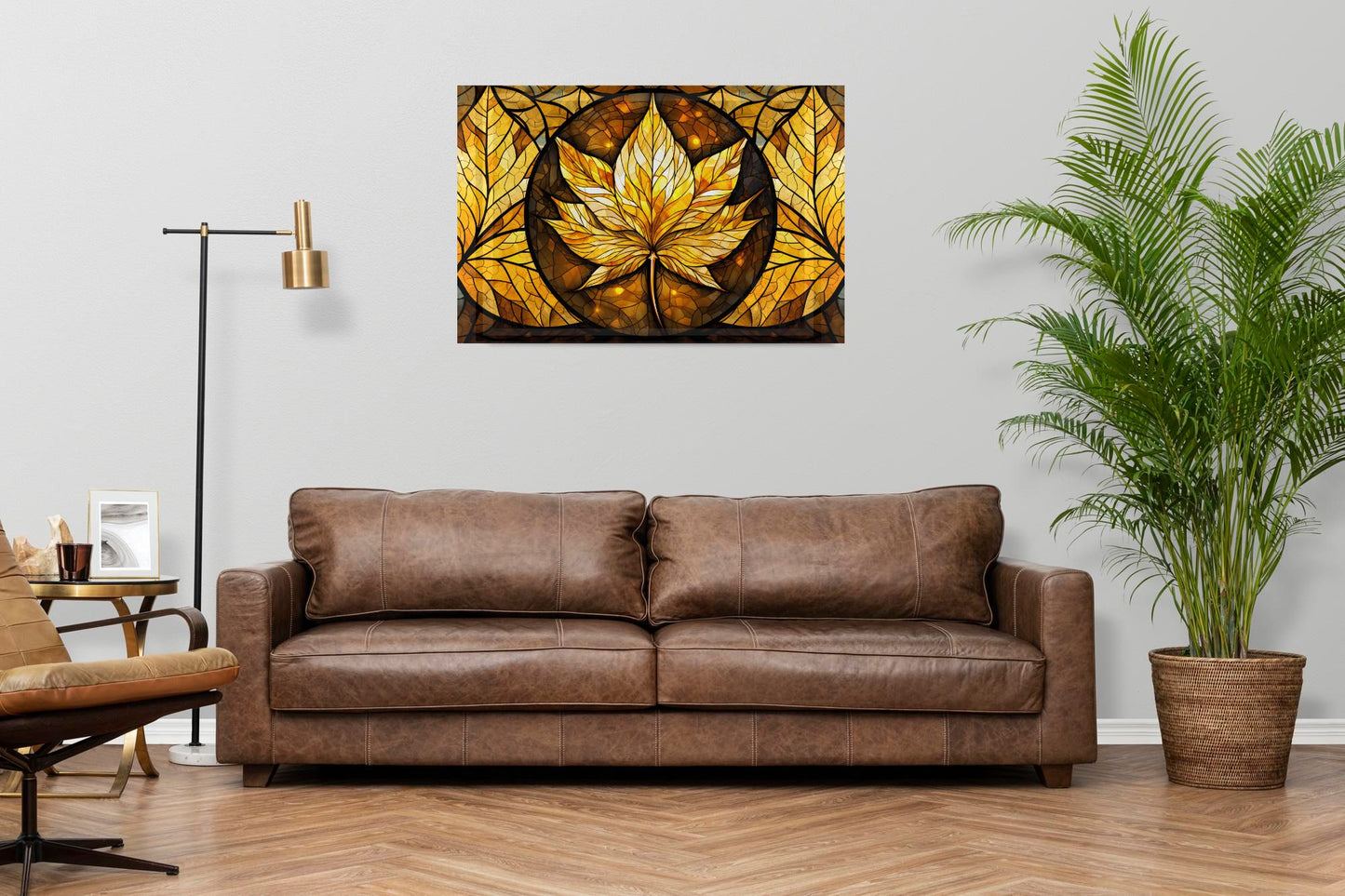 Gilded Leaves Elegance Modern Landscape Wall Art Acrylic Art Print