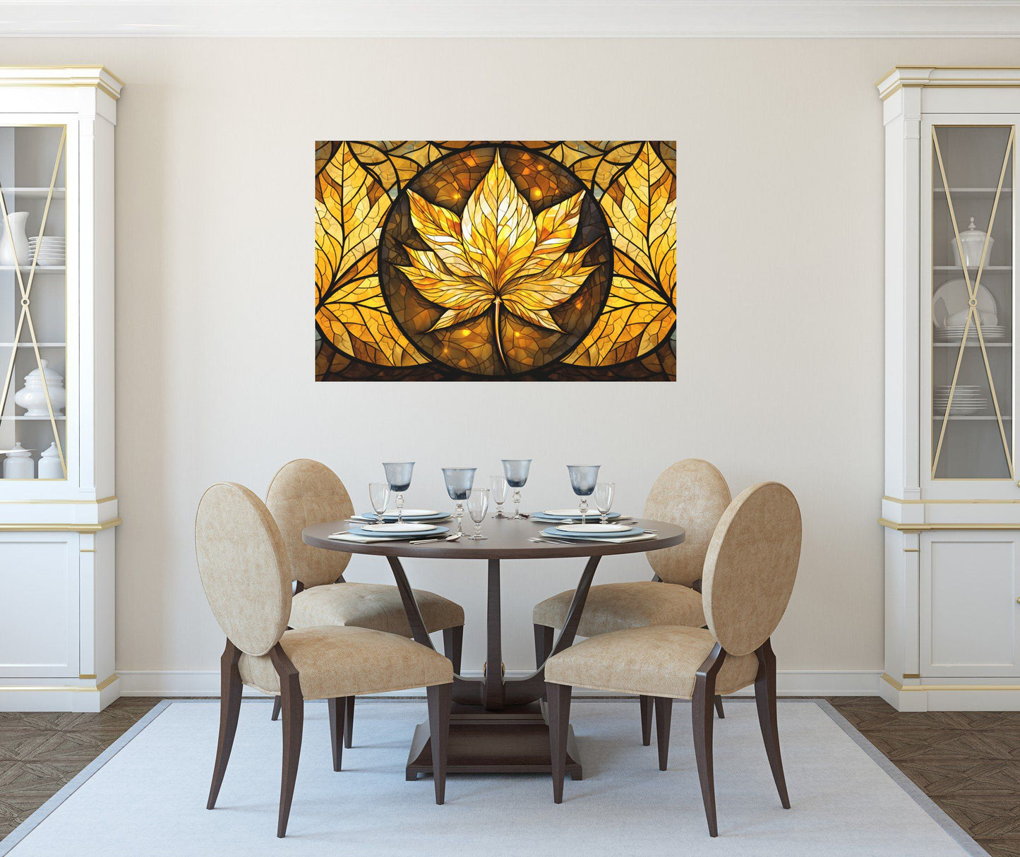 Gilded Leaves Elegance Modern Landscape Wall Art Acrylic Art Print