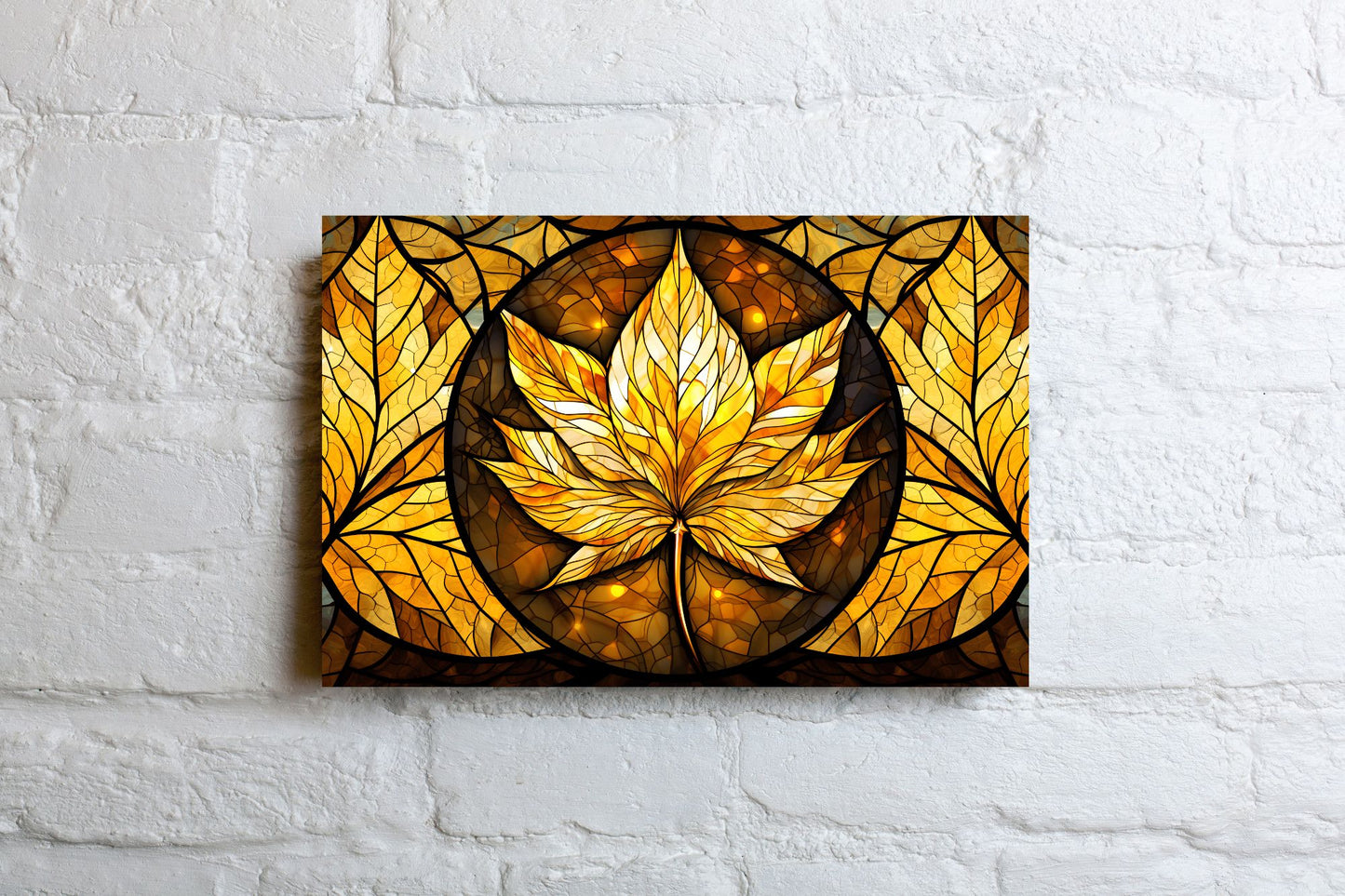 Gilded Leaves Elegance Modern Landscape Wall Art Acrylic Art Print