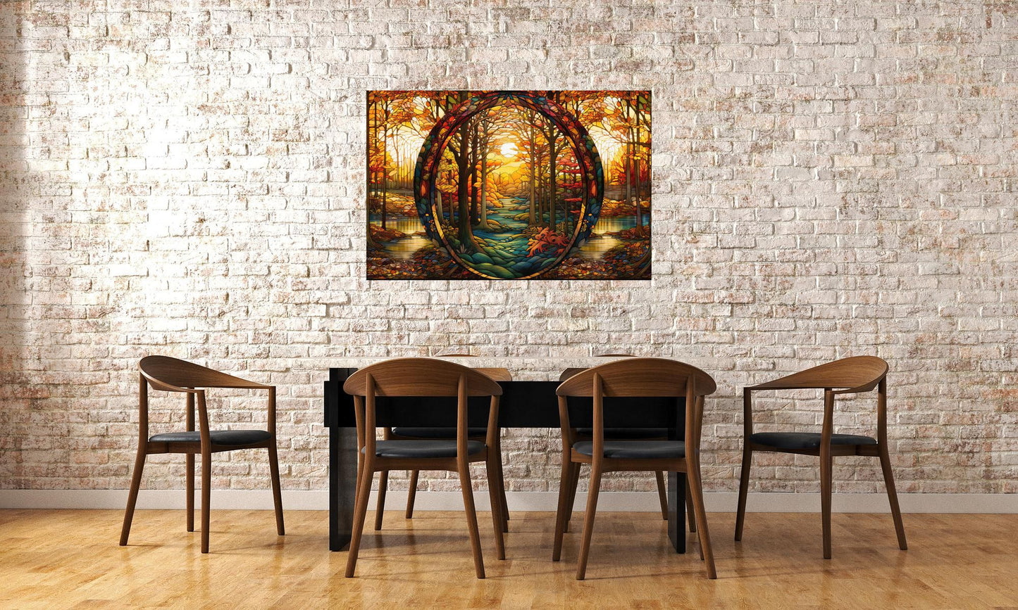 Enchanted Autumn Path Green Forest Abstract Wall Art Modern Rustic Wall Art Farmhouse Fall Home Decor Acrylic Art Print