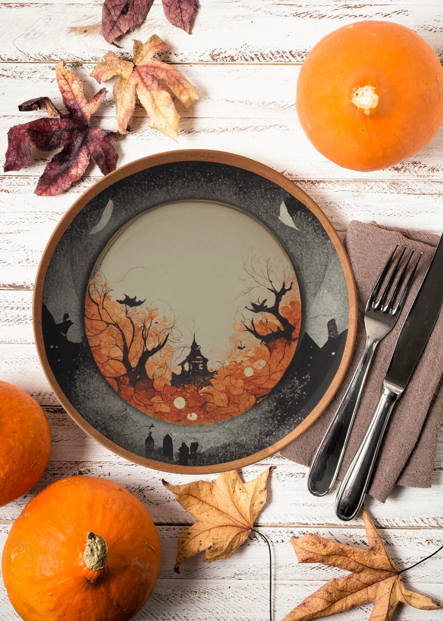 Thermosaf Polymer Plastic Halloween Haunted Mansion Plates Haunted House Decor