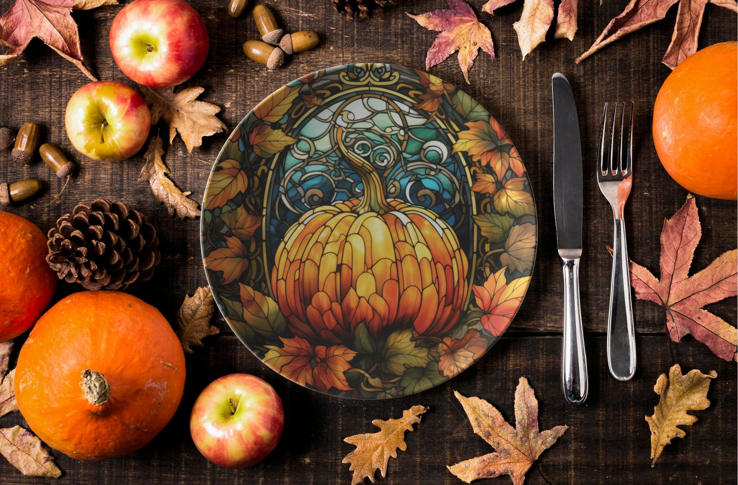 Thermosaf Polymer Plastic Pumpkin Plates Autumn Decor