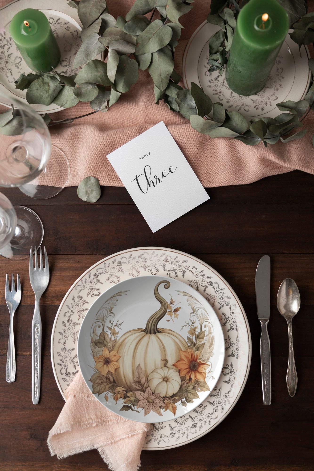 Thermosaf Polymer Plastic White Boho Pumpkin Plates Cottagecore Kitchen Decor