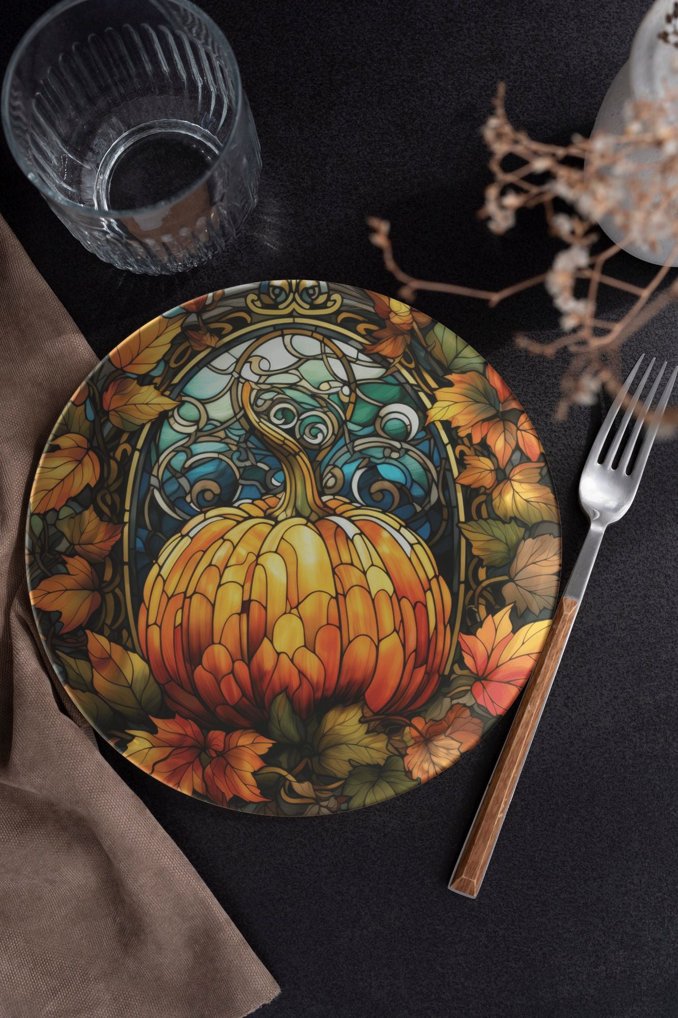 Thermosaf Polymer Plastic Pumpkin Plates Autumn Decor