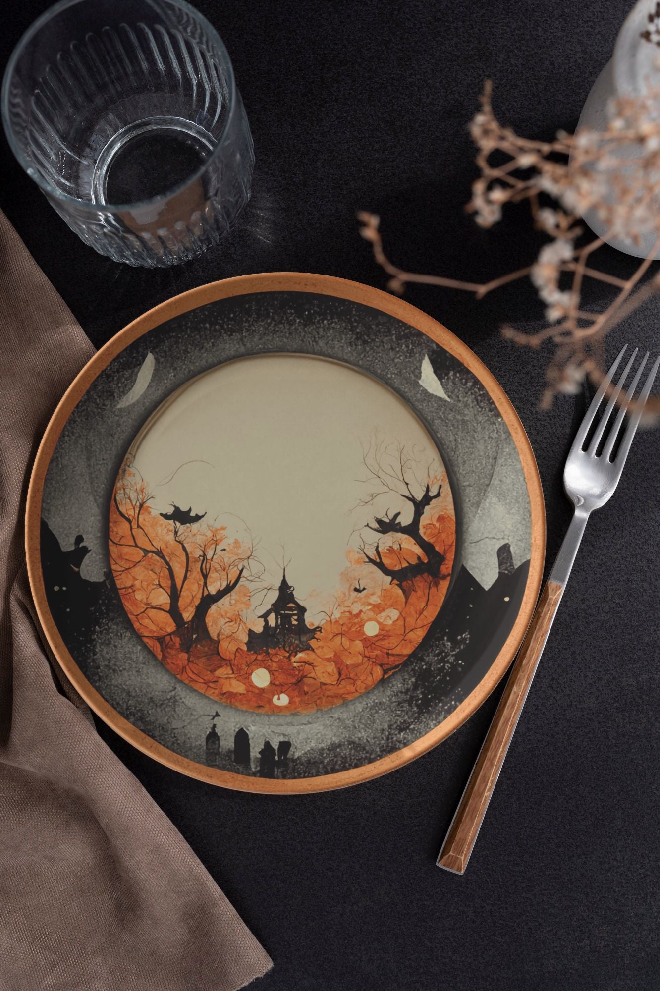 Thermosaf Polymer Plastic Halloween Haunted Mansion Plates Haunted House Decor