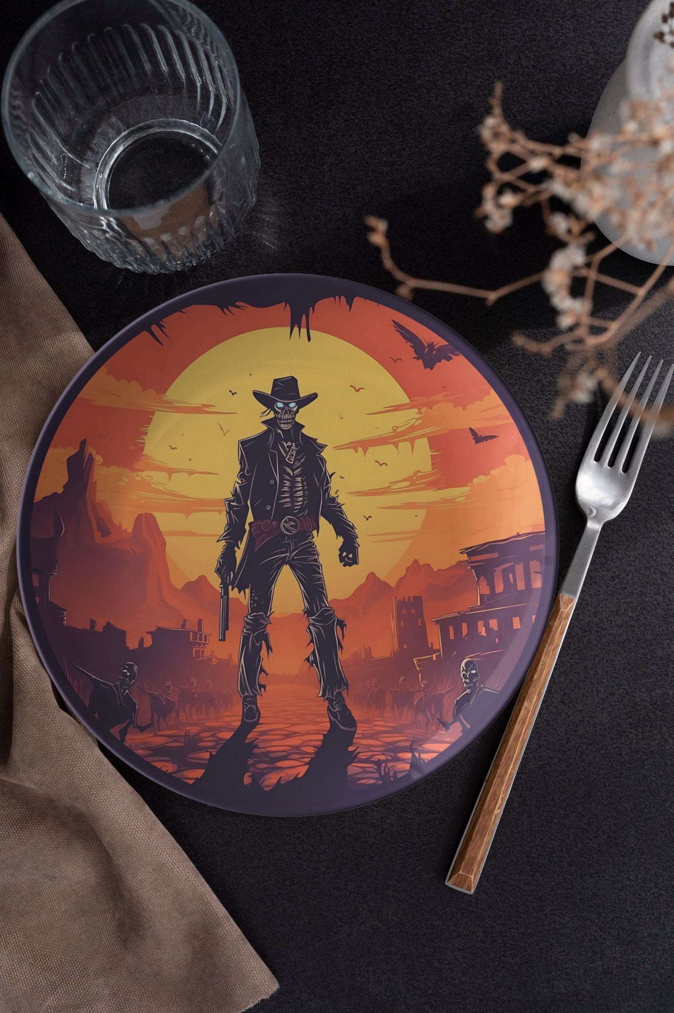 Western Halloween Plates Thermosaf Polymer Plastic Cowboy Halloween Plates