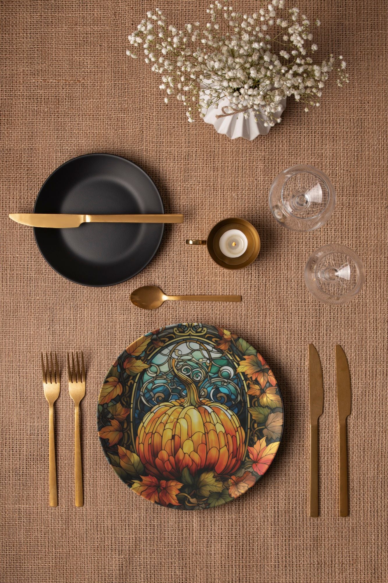 Thermosaf Polymer Plastic Pumpkin Plates Autumn Decor
