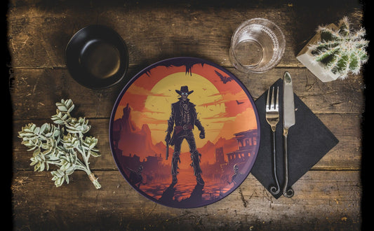 Western Halloween Plates Thermosaf Polymer Plastic Cowboy Halloween Plates