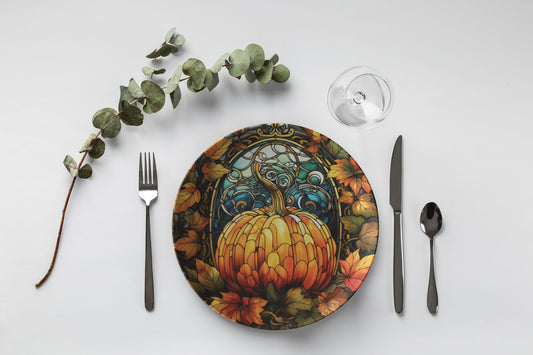 Thermosaf Polymer Plastic Pumpkin Plates Autumn Decor