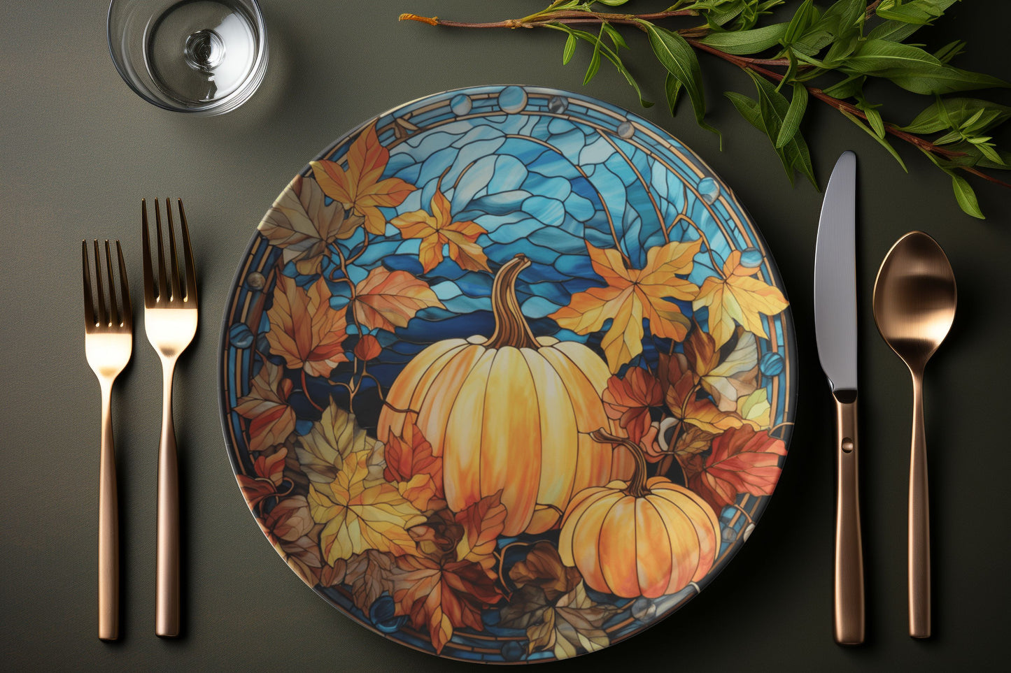 Thermosaf Polymer Plastic Pumpkin Plates Blue Fall Decor
