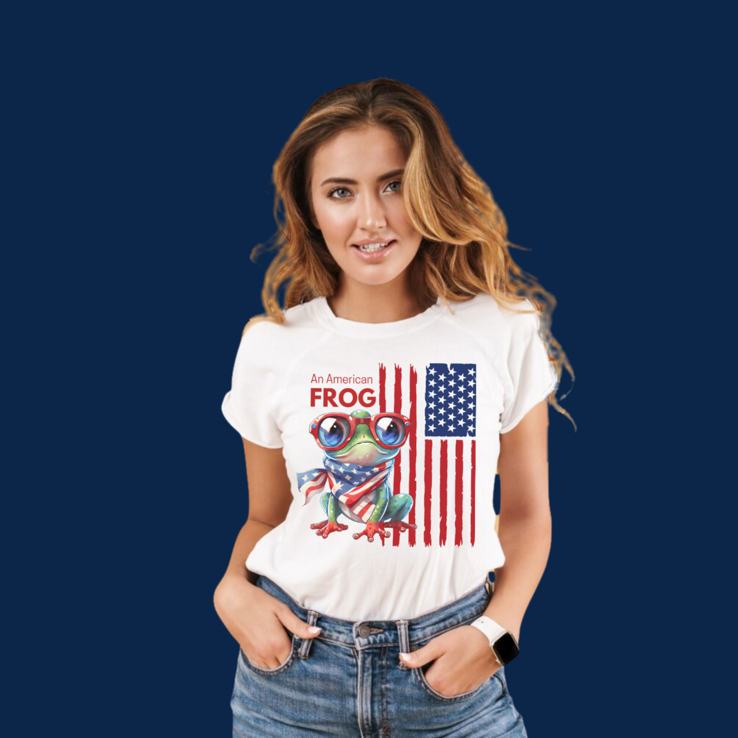 Women’s Patriotic Shirt Funny Fourth of July Shirt Frog Shirt for Independence Day Witty American Flag Shirt July 4th Gift for Her