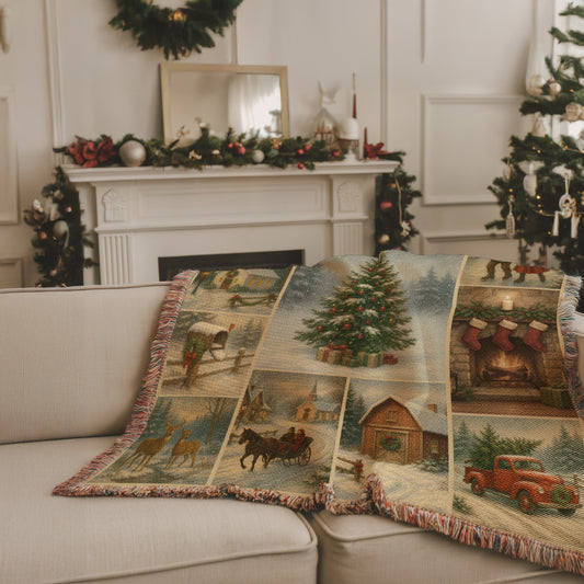 Woven Christmas Throw Blanket