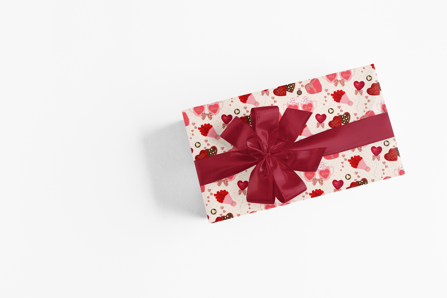 Gold Hearts And Roses Valentines Day Wrapping Paper