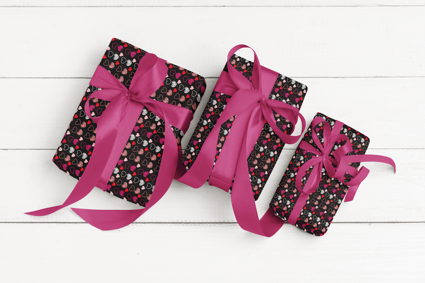 Red and Pink Hearts Valentines Day Wrapping Paper